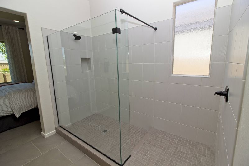 Luxurious walk-in shower with glass doors